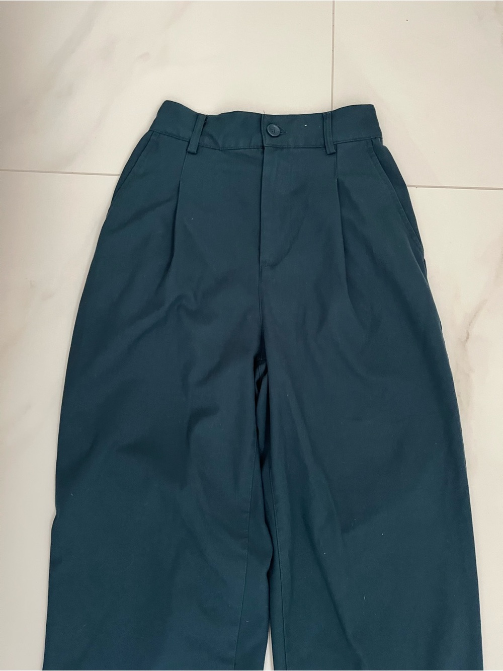 Urban Outfitters High-Waist Wide Leg Pants in Deep Teal XS - Picture 3 of 13